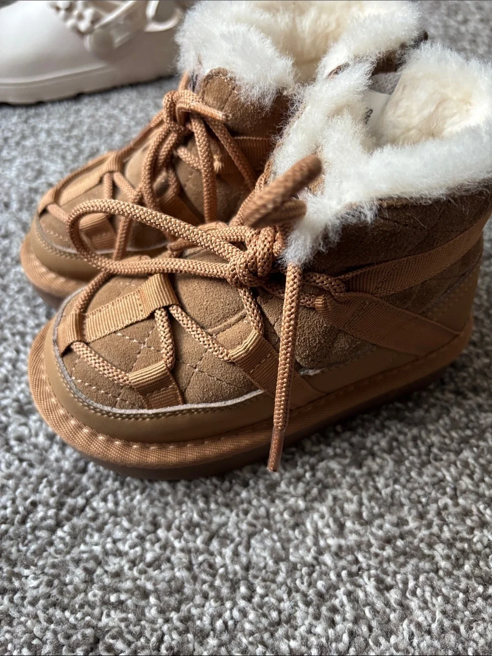 Kids Tan Fur-Lined Winter Boots